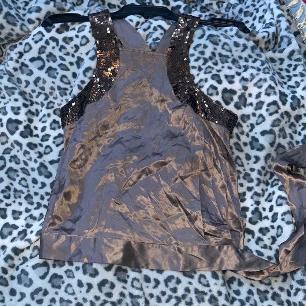 Brown y2k silky top
